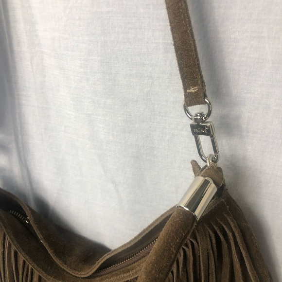Prune Brown Suede Fringe Hobo Bag - Picture 5 of 12